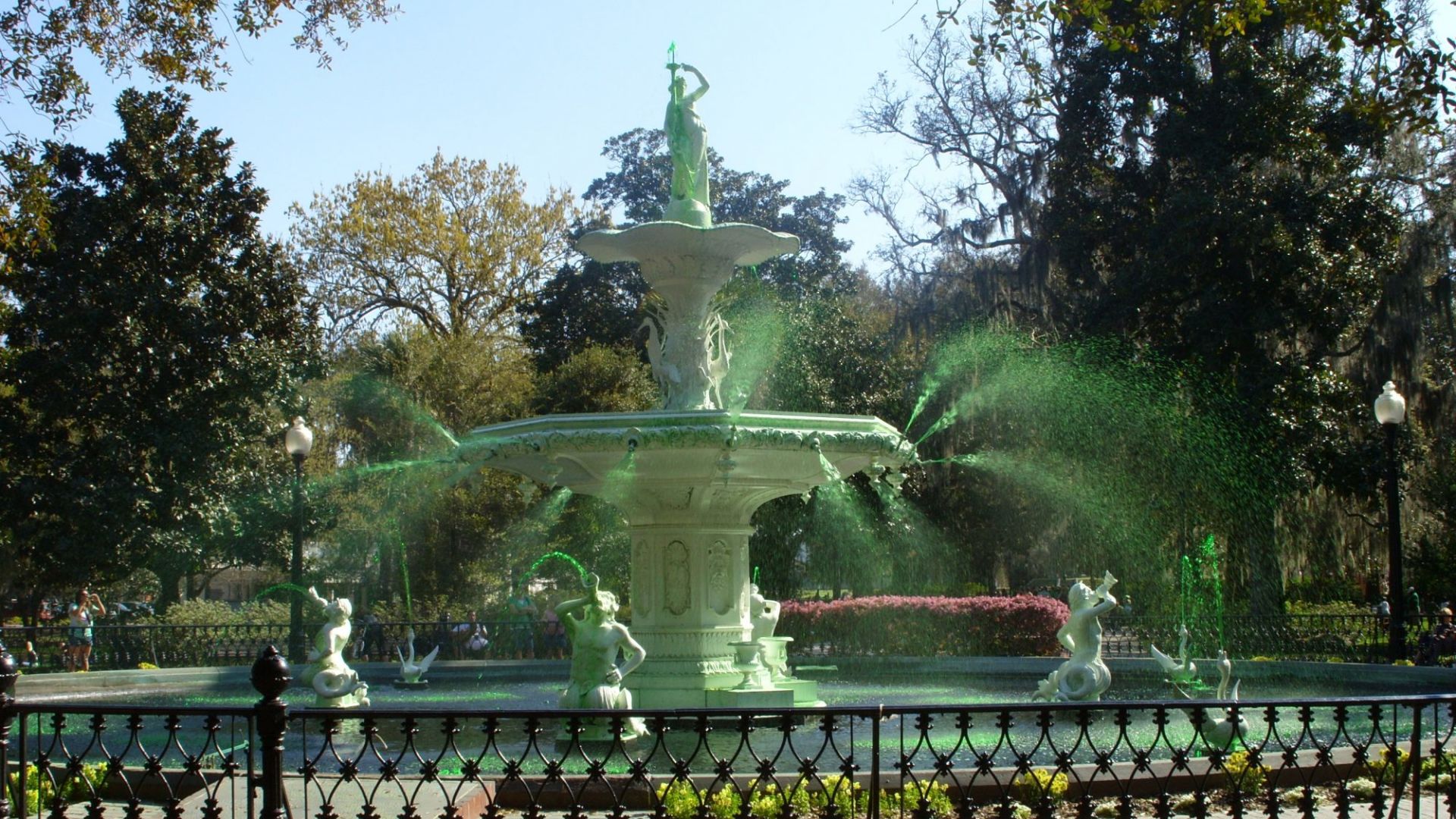 A Fountain With A Statue In The Middle